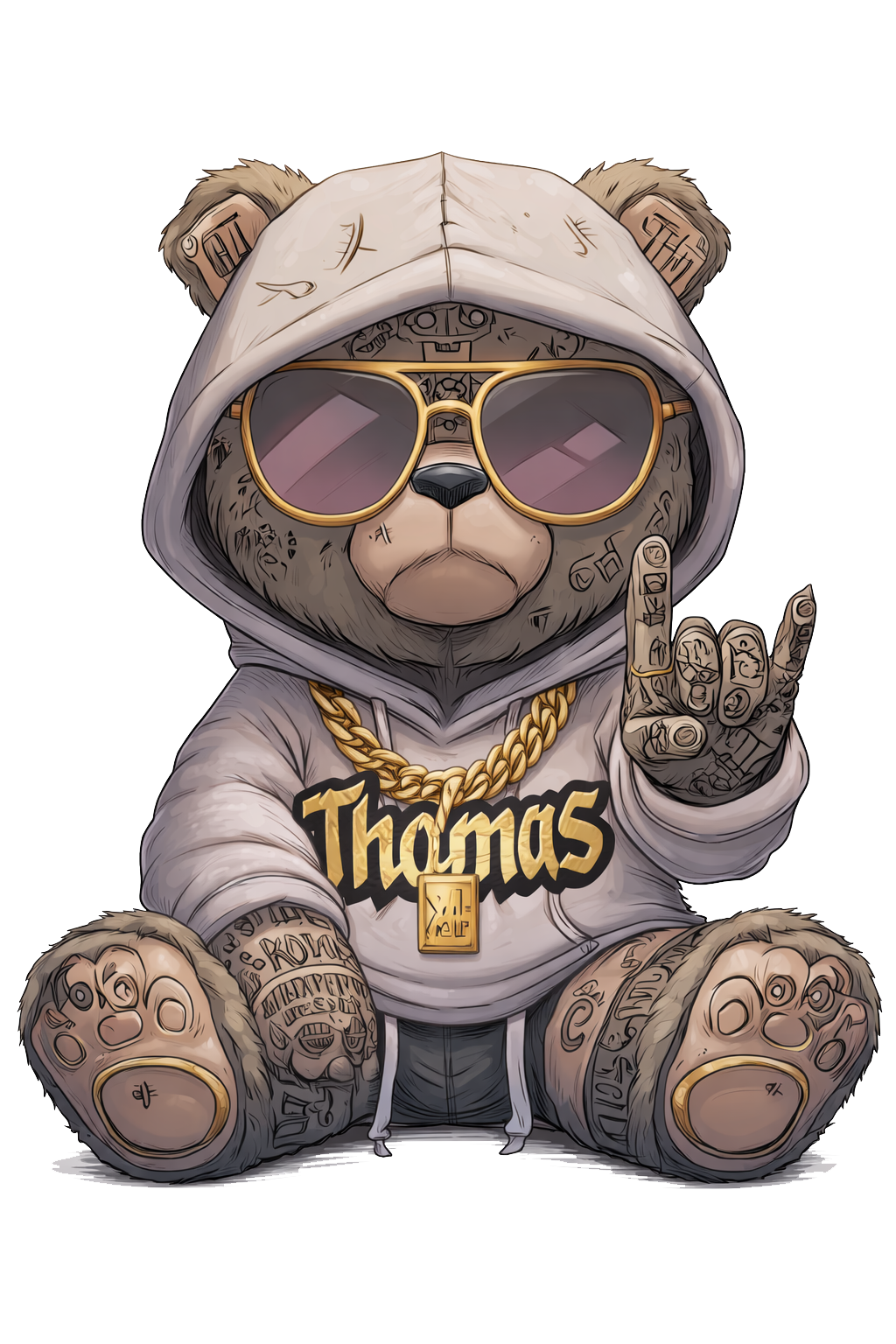 Stoer Kinder T-shirt met Hippe Beer – Personaliseer met Naam | 100% Katoen