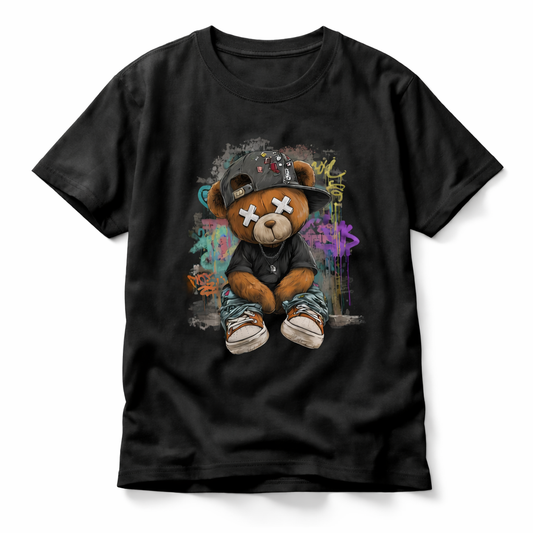 Street Bear T-Shirt – Urban Graffiti Teddy Design (Personaliseerbaar)